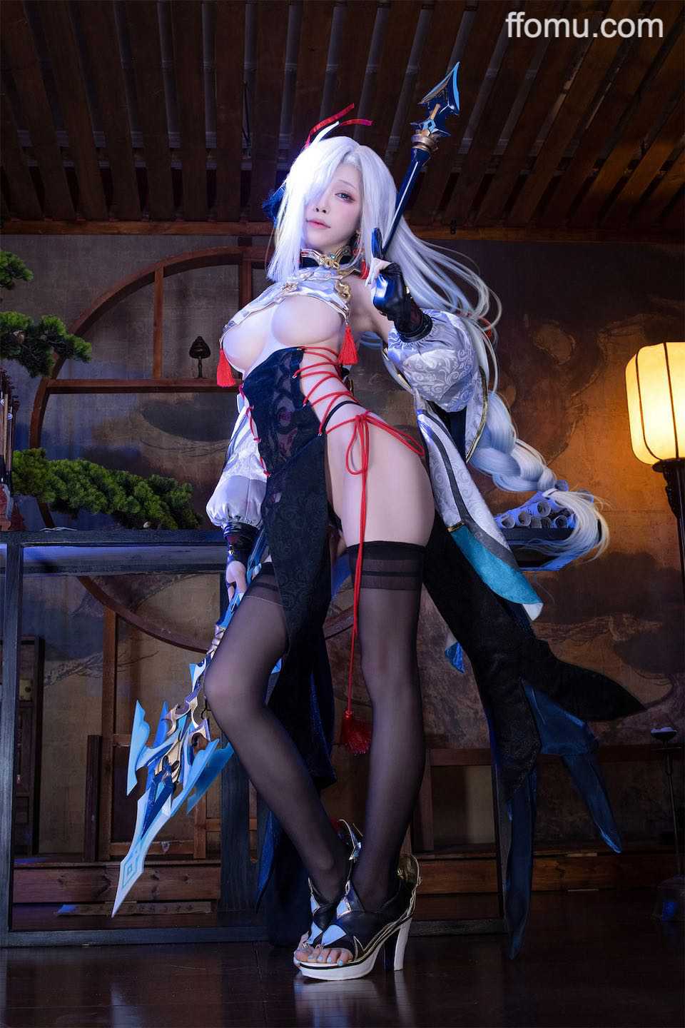 水淼aqua cosplay Shenhe Cheongsam – Genshin Impact “91 photos”