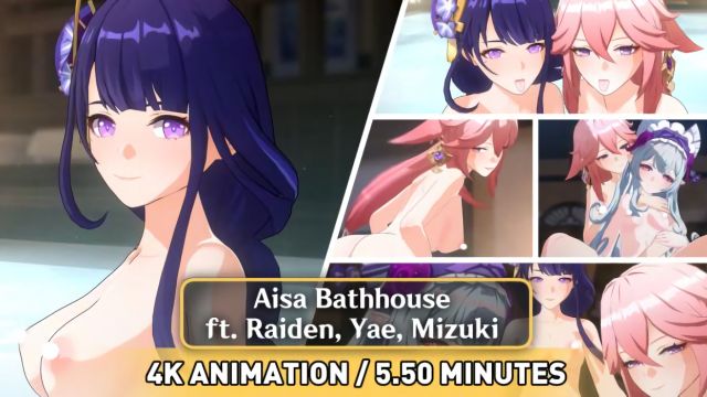 Aisa Bathhouse ft. Raiden, Yae, Mizuki ANIMATION (4K) (EARLY ACCESS)