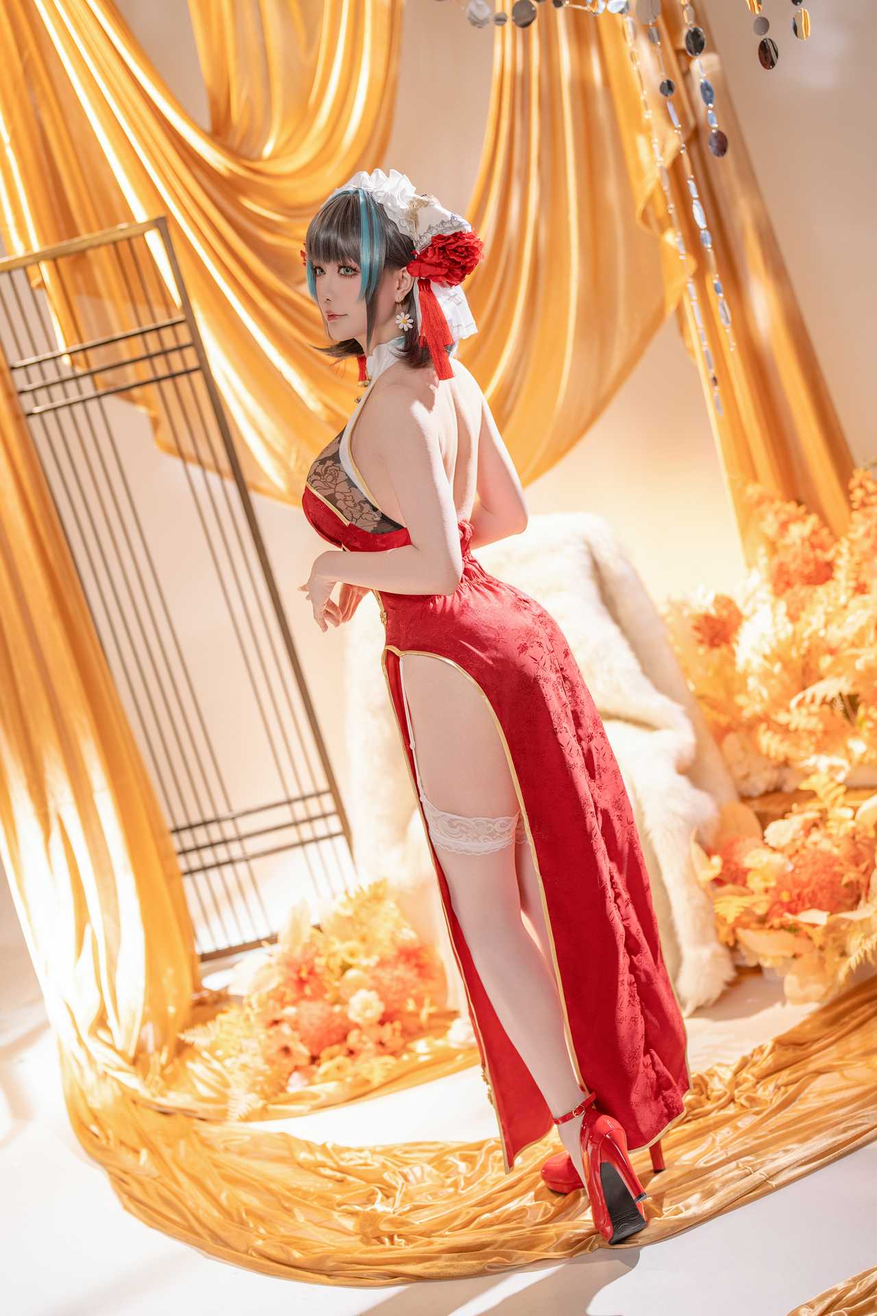 Hoshilily (星之迟迟) cosplay Cheshire – Azur Lane “50 photos and 1 video”