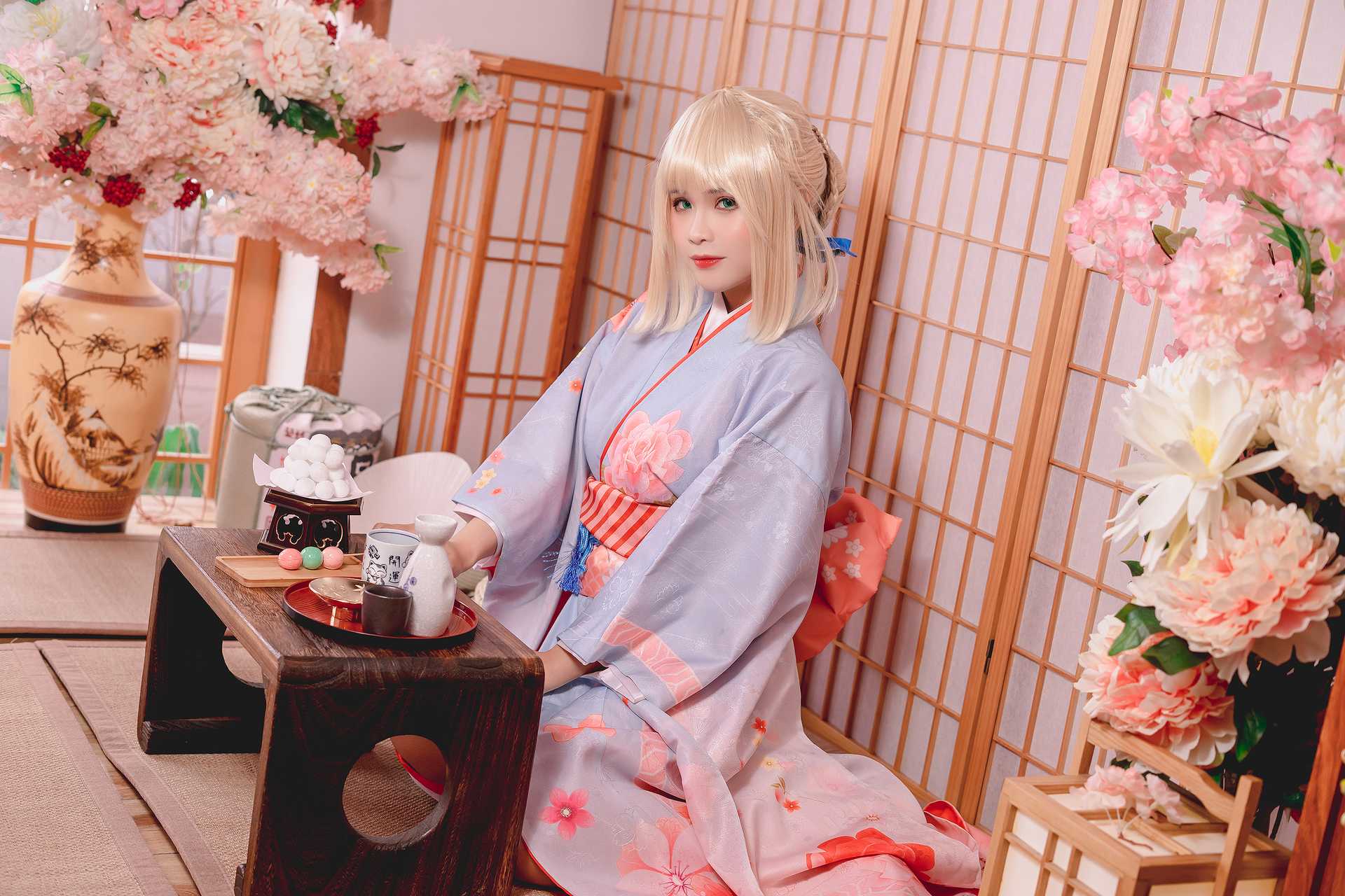 Pyoncos (ピオン) cosplay Saber Kimono – Fate/Grand Order “34 photos and 1 video”