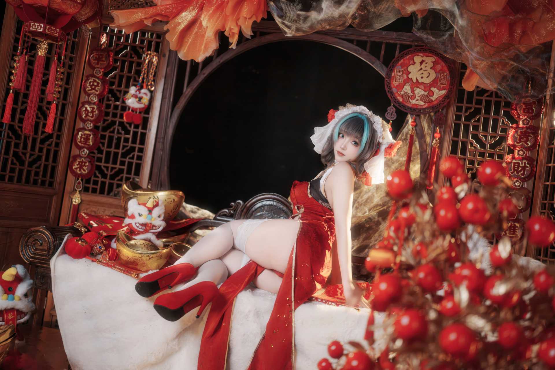 Bangni邦尼 cosplay Cheshire Cheongsam – Azur Lane “67 photos”